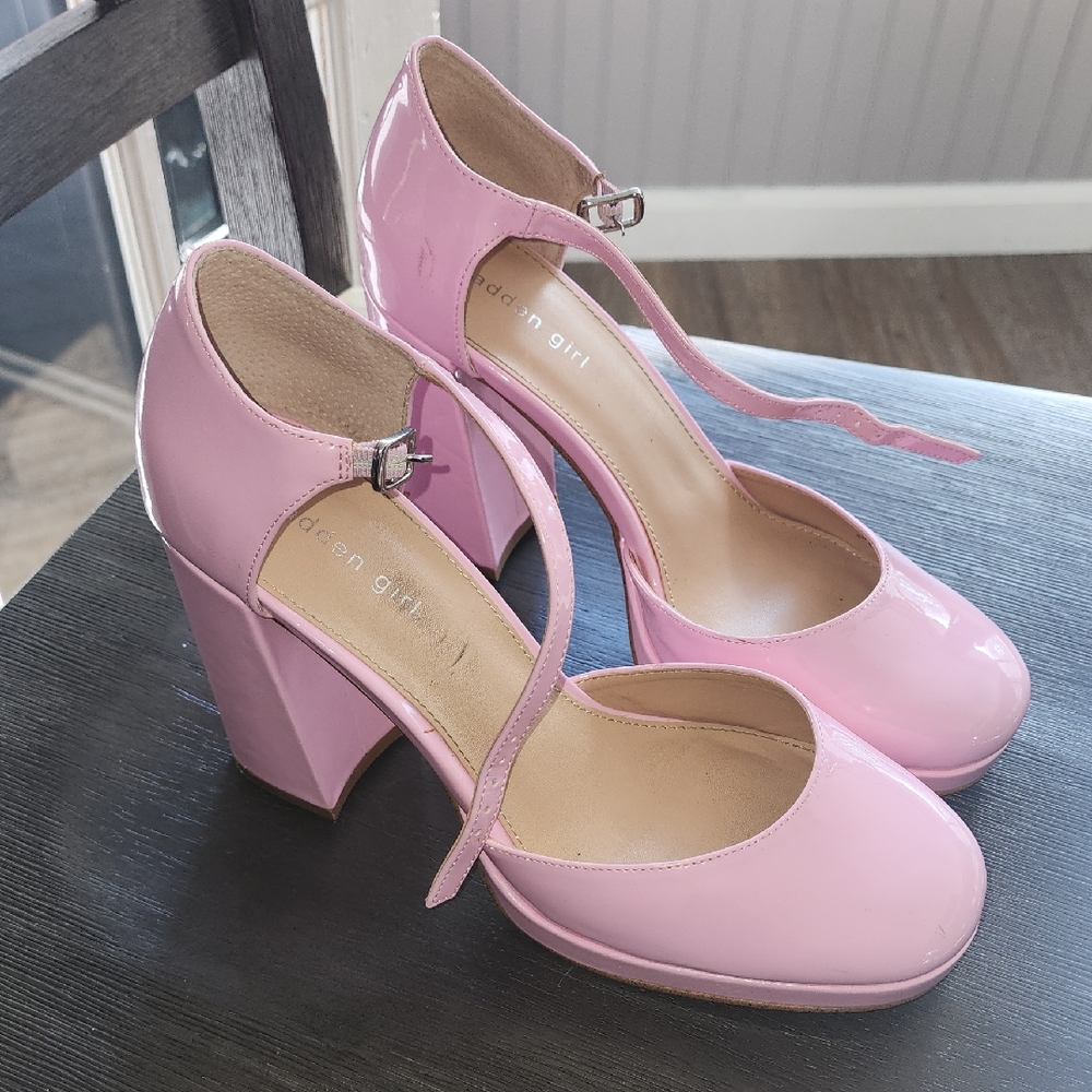 Madden Girl Pink Block Heel Mary Jane Shoes